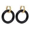 Natural Gemstone Woman Earrings Oversized Hoop Stainless Steel Earrings Wedding Party Jewelry Gifts Women's Fine Jewelry