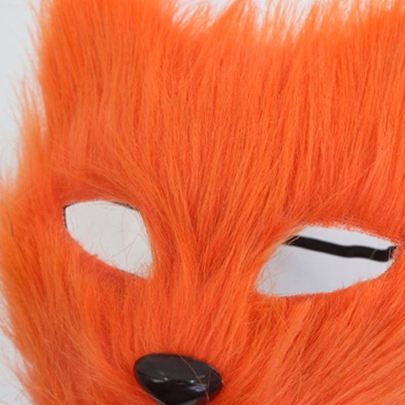 Foxes Costumes Cosplay Foxes Mask Cats Half Face Mask Foxes Tail Set Halloween Animal Fancy Costume Accessories Kit