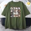 Bawełna Memy Koty Puzzle Kreatywność Nadruk Unisex Koszulki Plażowe Oddychające Zabawne Ubrania Oversize Codzienne Topy Unisex Krótki Rękaw