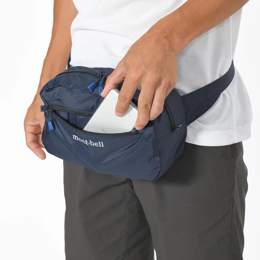 MONTBELL 2.5L Casual Versatile Zip Closure Nylon Belt Bag Medium Unisex Couple Navy Blue