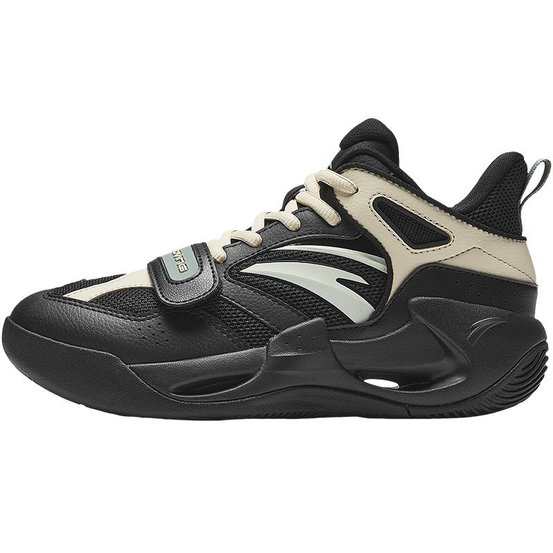 Anta Kids Wind Tunnel Synthetic Leather Mesh Professional Basketball Shoes Kids Sneakers Black Granule-Beige A12441108-4