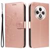 For Oppo Reno12 F 4G PU Leather Cases Flower Pattern Wallet Stand Phone Cover with Strap
