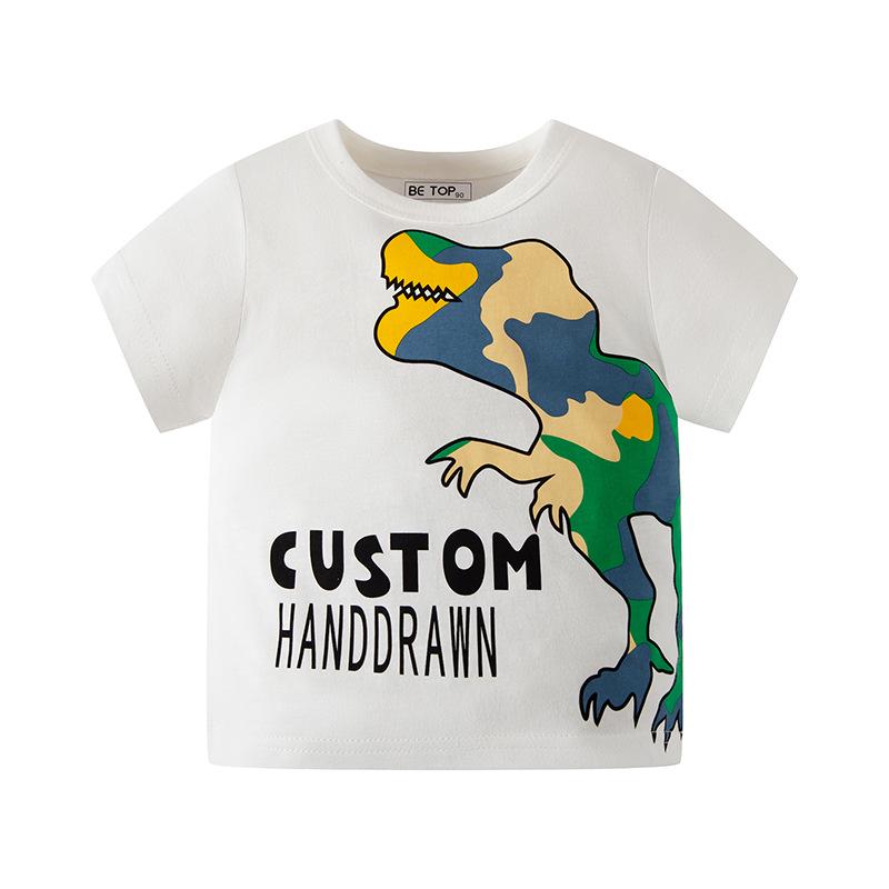 Korean Style Dinosaur Camouflage Short Sleeve T-Shirt for Boys