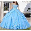 High-end Heavy Industry One-word Shoulder Light Wedding Dress Blue Fugitive Princess Tutu Dress Light Luxury Evening Dress