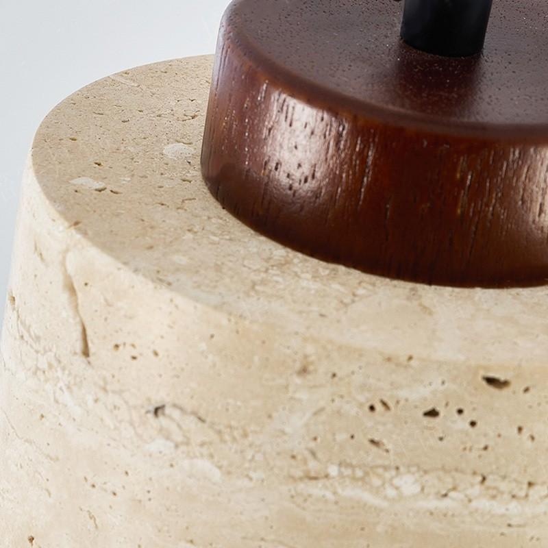 Yellow Travertine Stone Japanese-style Hanging Lights Bedroom Dinning Room Wooden Pendant Light Simple Retro Pendant Lamp