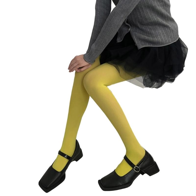 Run Resistant Solid Colored Semi Opaque Footed Tights High Waist Pantyhose Control Top Tights Halloween Cosplay Costume