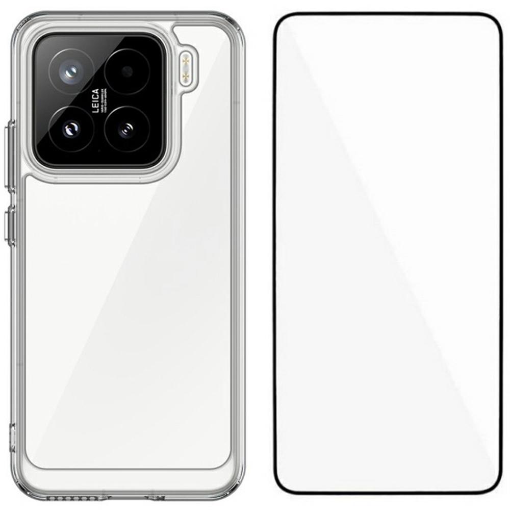 

WANLONFENG MF Series for Xiaomi 15 Case TPU+Acrylic Clear Phone Cover with Tempered Glass Film A