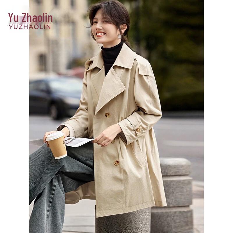 YUZHAOLIN Women s Mid-length Casual Trench Coat L