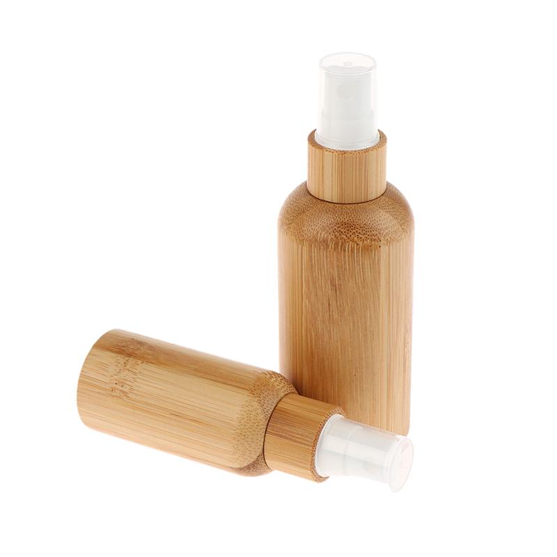 Empty 10/20/30/50/100Ml Bamboo Outer Shell Plastic Spray Bottle With Fine Mist Dispenser For Liquid Perfume Toiletries Container