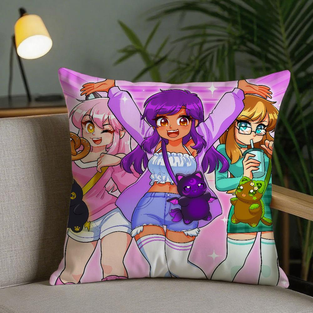 Anime Aphmau Pillow Case Square DoubleSided Printing Sofa Cushion Cover Pillowcase Bedroom Bedside
