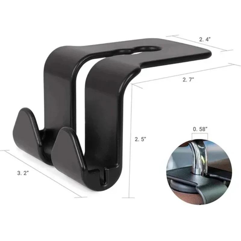 1/2Pcs Double Head Hooks Car Seat Back Headrest Hanger Car Bag Pouch Clothes Hanging Hook Fastener Clip Car Interior Accessories