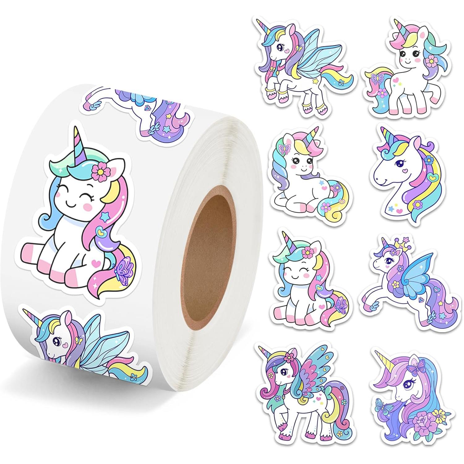 100-500pcs Cartoon Unicorn Animal Sticker Kids Reward Sticker Gift Decoration Label Encouragement Student Stationery Stickers