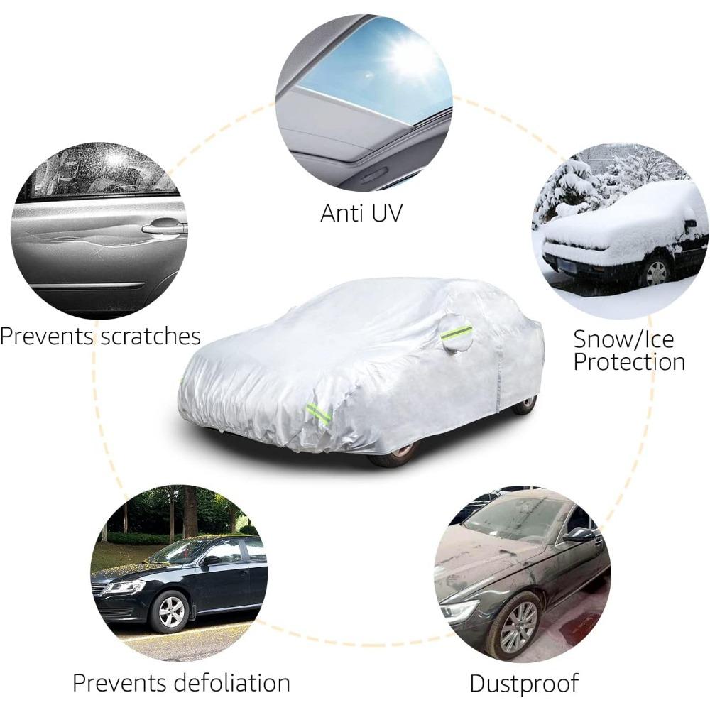 Basics Silver Weatherproof Car Cover - 150D Oxford, Sedans Up To 200"