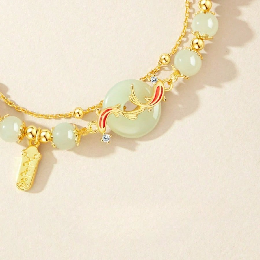 Retro women beaded bracelet women's light luxury niche design imitation jade bracelet Valentine's Day gift