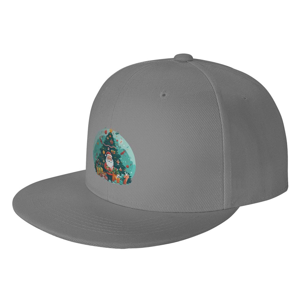 Fashion Santa Claus under the tree Flat Brim Sun Hat Fine WorkUnisexship Unisex Hat