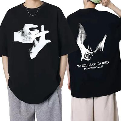 Rapper Playboi Carti Grafik T-Shirt Hip Hop Harajuku Übergroßes T-Shirt Straßenmusikalbum Whole Lotta Red Unisex Goth Kleidung