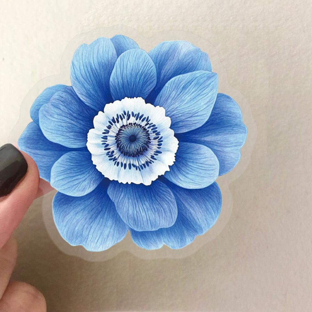 50 Transparent Cartoon Floral Sticker Package Waterproof Transparent PET Hand Account Decorative Guitar Notebook