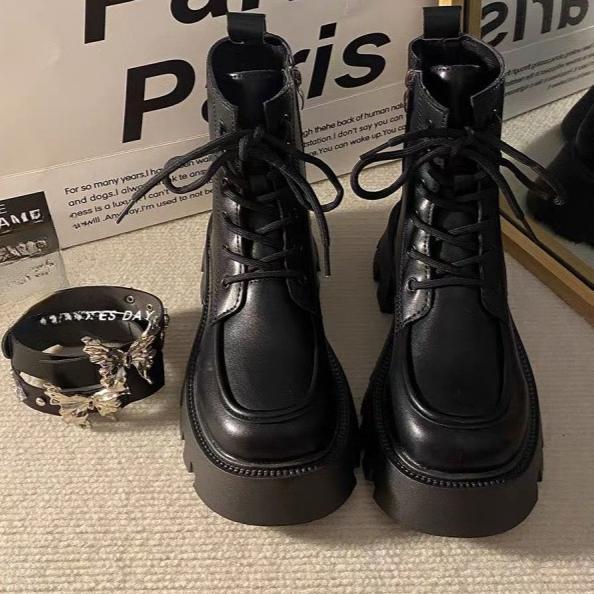 Fashion Shoes for Women's Design Sense Metal Butterfly High-top Boots Women's New Retro Versatile Platform Tide Short Boots Botas Mujer