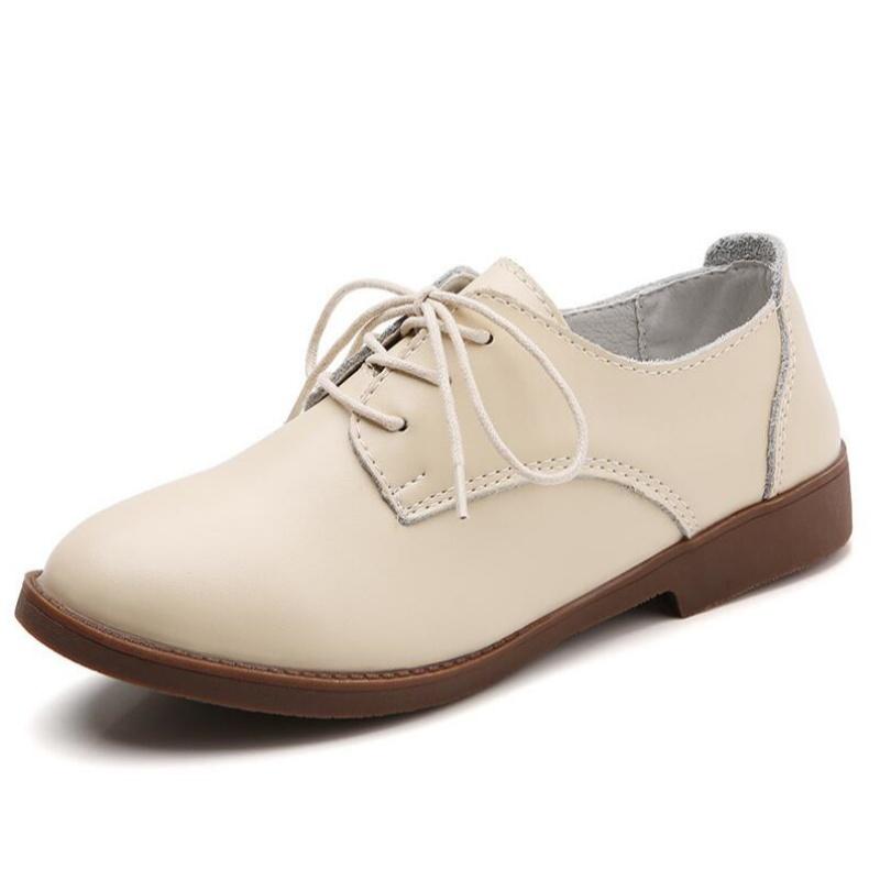 Black Small Shoes For Women British Moccasins For Women Autumn Deep Single Shoes Lace-up Commuter