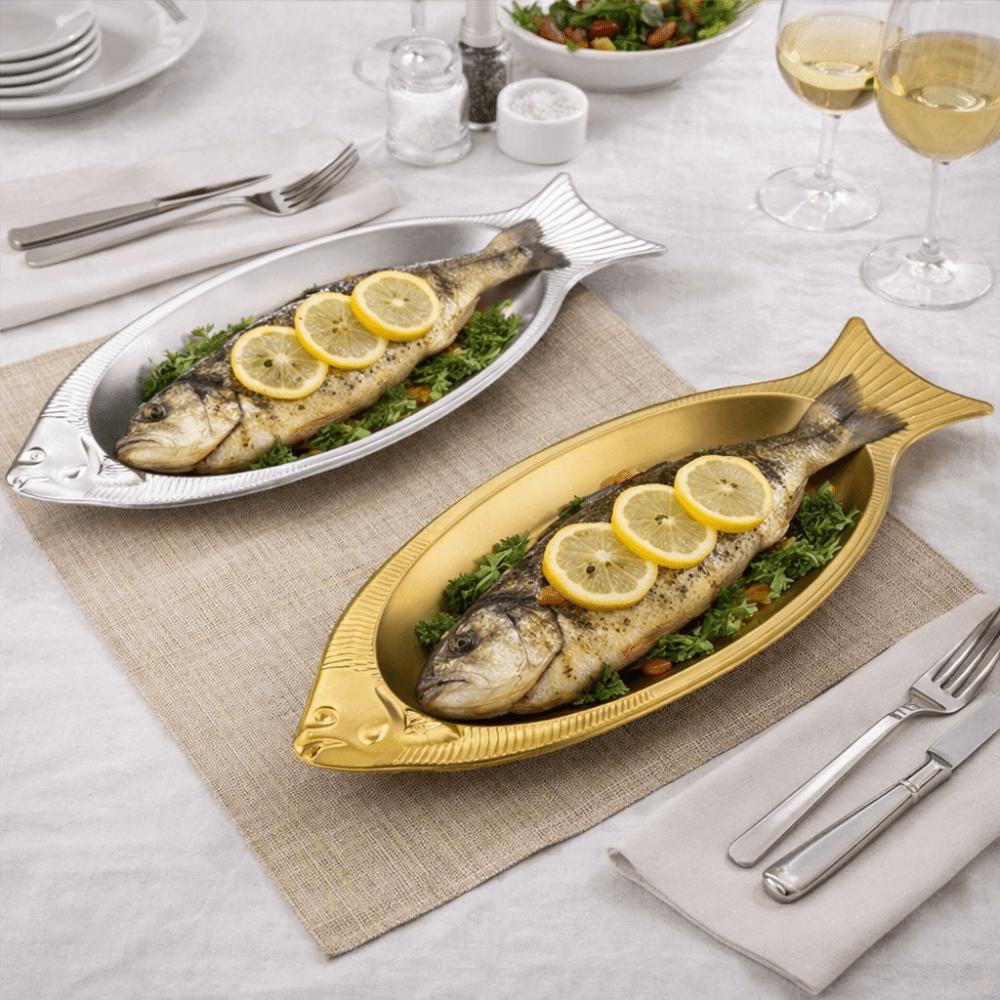 Stainless Steel Fish Shaped Plate Korean Style Barbecue Plate Creative Steamed Fish Plate Hotels