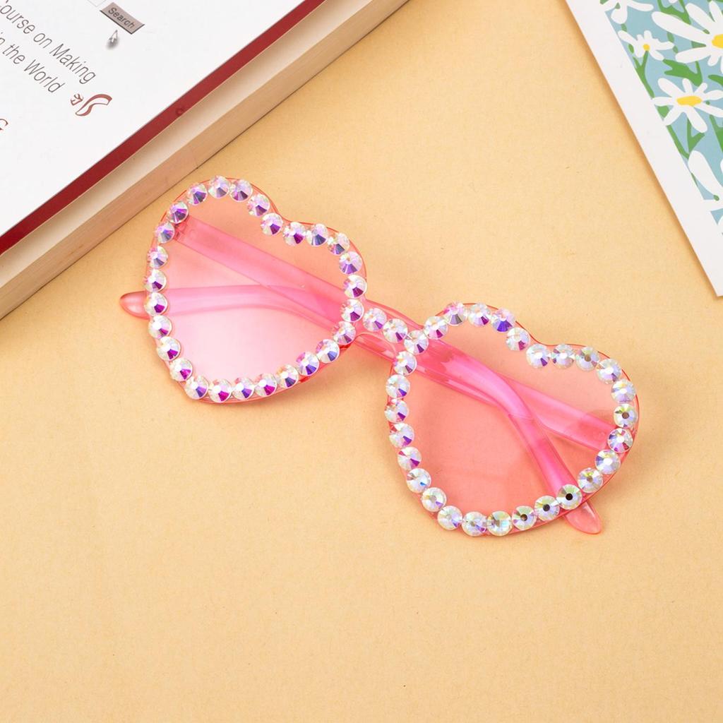 Y2K Love Heart Sunglasses Rimless Frame Rhinestone Decoration Sun Glasses Wedding Dance Party Eyewear Glasses for Women Girs