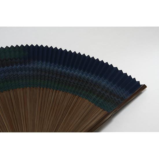 [Hasegawa] Kyoto Folding Fan, Kasumi (Mist) Pattern, Navy, Men's 60-Rib Fan, Includes Ayu (Sweetfish