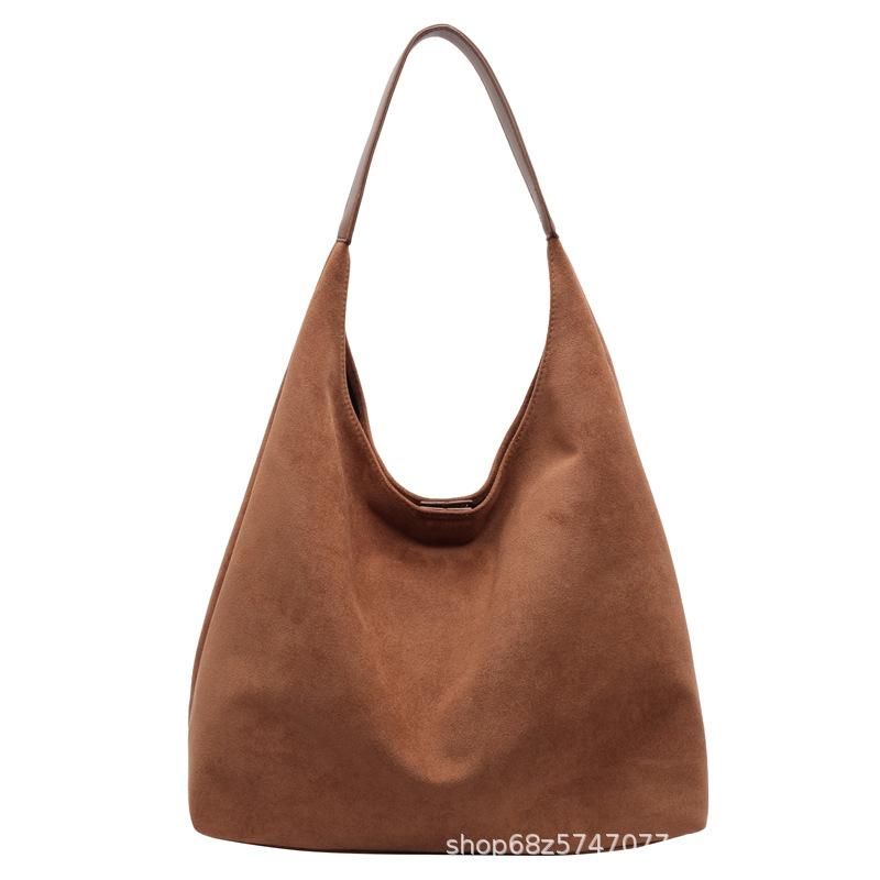 Deerskin velvet underarm commuter big bag women's 2025 new retro tote bag autumn casual large-capacity underarm bag