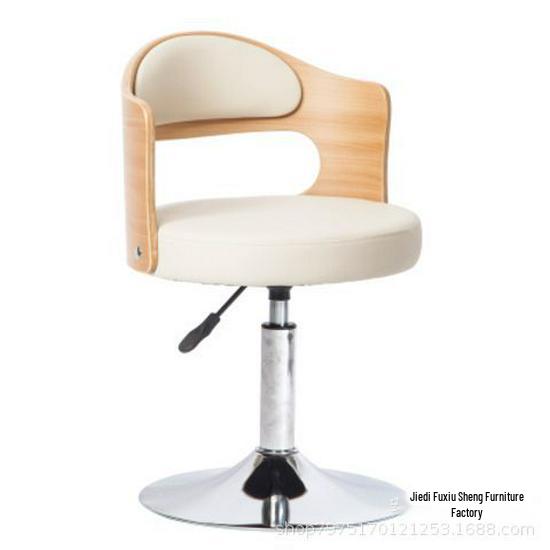 Adjustable Rotating Solid Wood Bar Stool with Backrest - Modern Minimalist Design Black Painted