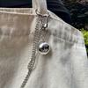 Vintage Metal Large Sphere Pendant Eye Catching Large Silver Sphere Hanging Decor Sophisticated Keychain Accessory