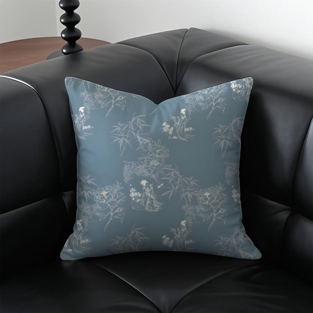 Chinese Style Elegant Patterns Cushion Cover Pillow Case Antidustmite Invisible Zipper Silky Plush Cushion