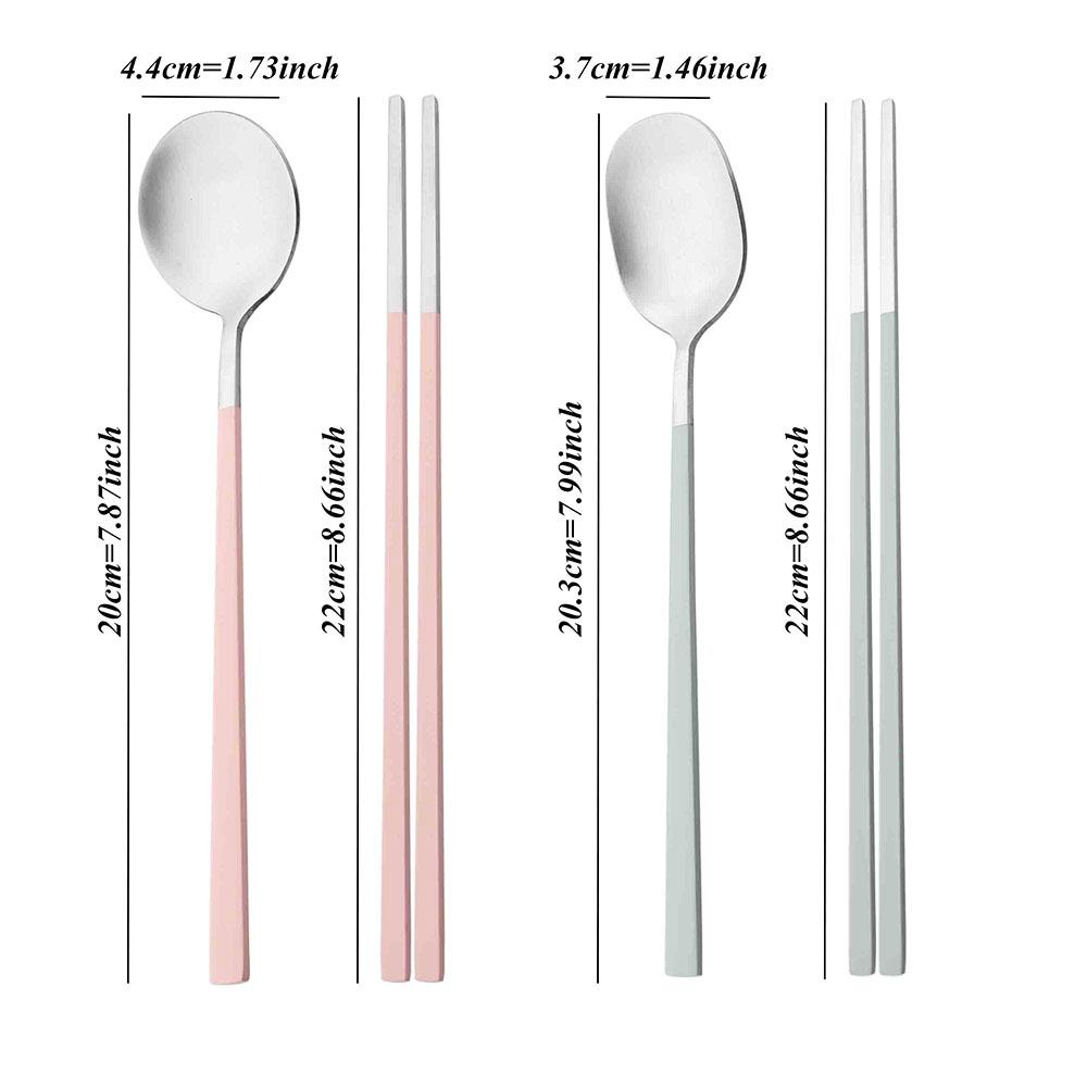 8Pcs Korean Dinnerware Set Silver High Quality Stainless Steel Flatware Set Matte Dinner Spoon Chopsticks Tableware Cutlery Set
