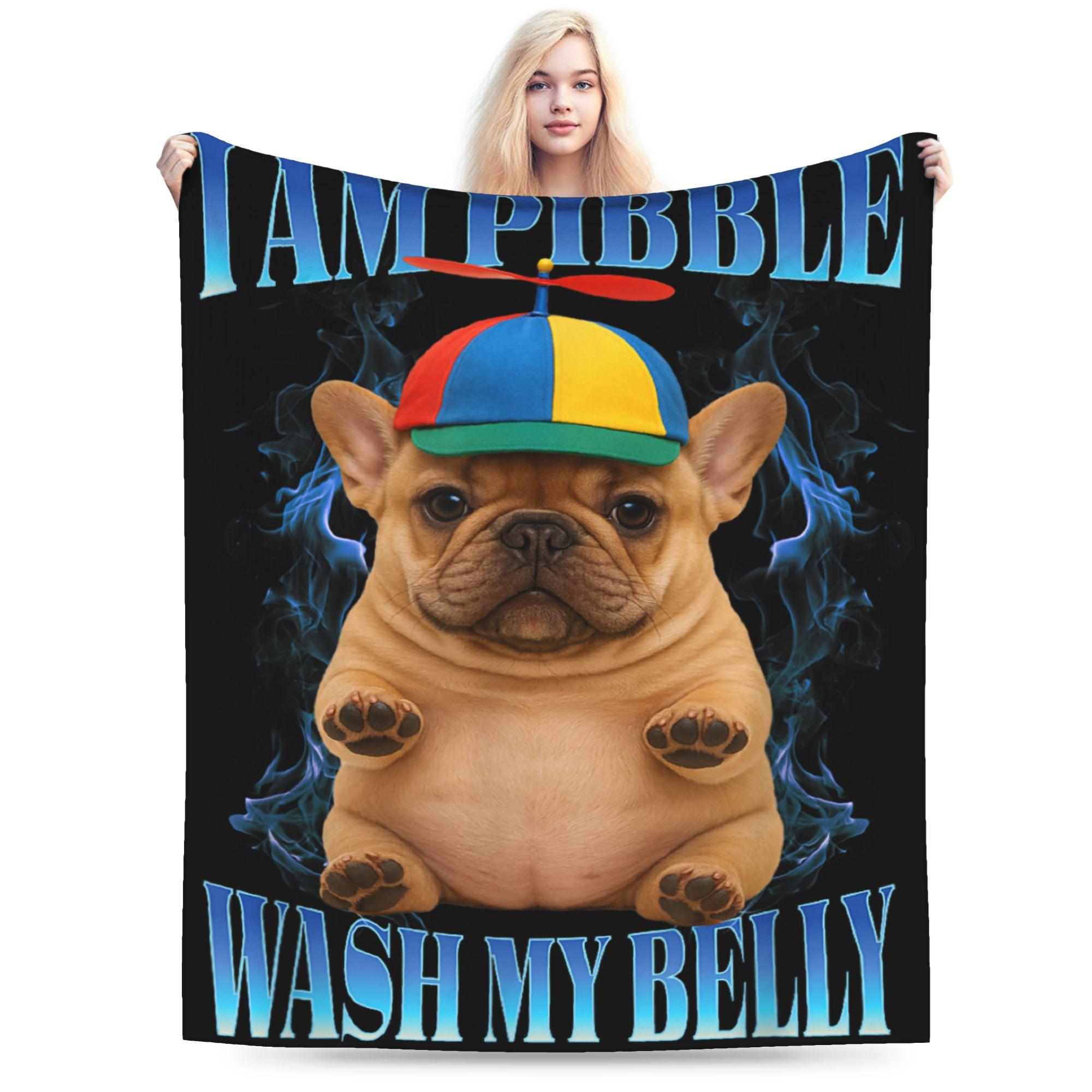 

I Am Pibble Wash My Belly Blankets Coral Fleece Plush Meme Funny Dog Brainrot Warm Throw Blanket for Car Sofa Couch Bedspread 30x40in