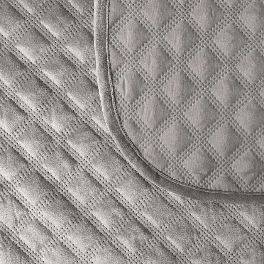 VELVI Bedspread 170x210cm - modern cool gray with a geometric pattern