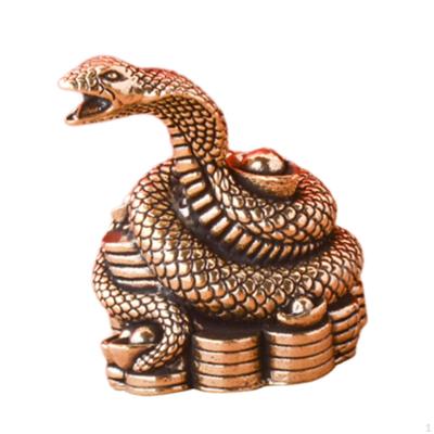 Brass Snake Statue Miniature Figurine Small Centerpiece Art Work Craft Animal Sculpture Desktop