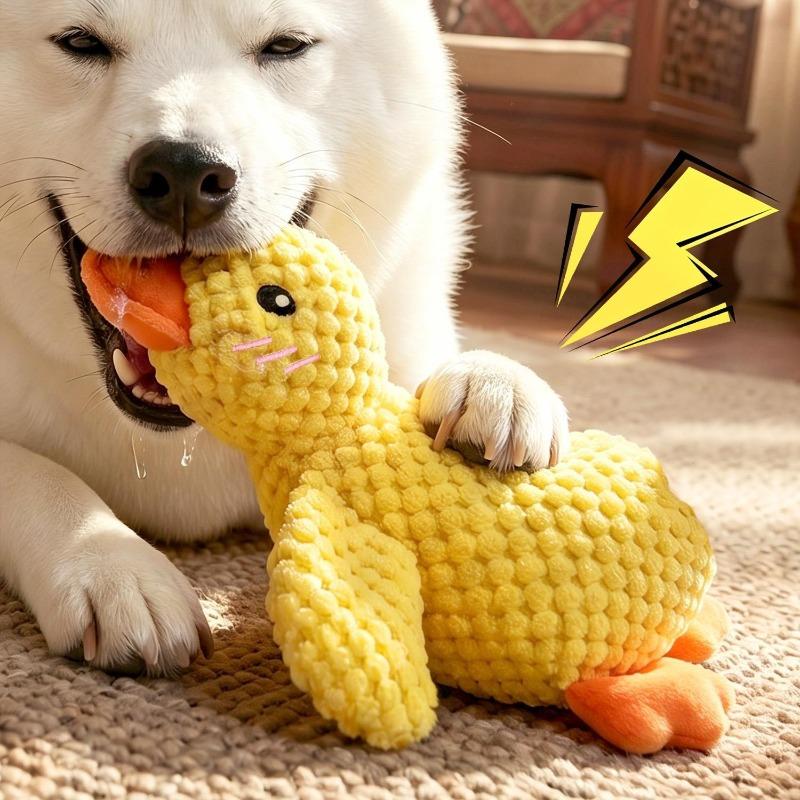 Dog Plush Duck Toy Pet Crystal Velvet Sound-producing Squeaky Resistant Bite Toy Pet Teeth Cleaning Training Interactive Supply