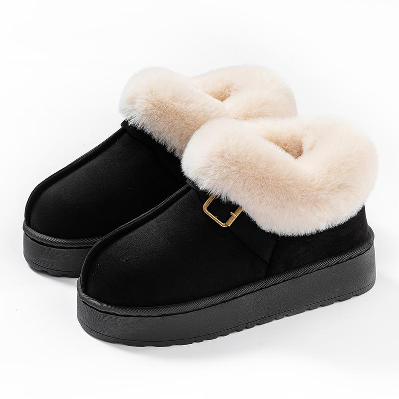Plush Shoes for Women In Autumn and Winter, Thick Soled Bags, Cotton Shoes with Plush Insulation for Indoor and Outdoor Wear, Cotton Slippers