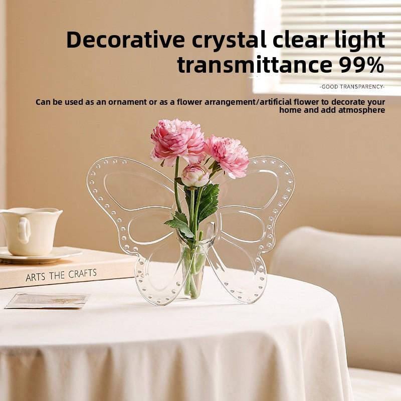 Clear Acrylic Butterfly Vase Acrylic Frame Vase Art Deco Decoration for Consoles and Various Desktops Housewarming Gifts