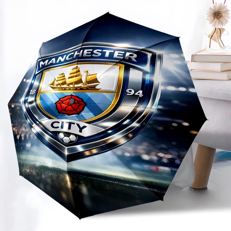 Printed Manchester City Football Club Printed Folding Umbrella,Outdoor,Leisure,And Travel Umbrella,Durable Umbrella Fabric,Birthday And Holiday Gift