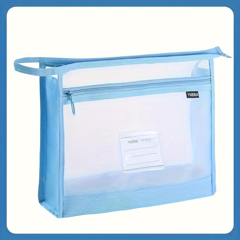

Roomy A4 Mesh File Holder | Dual Zipper - Portable Document Pouch for Educational Professional Use синий