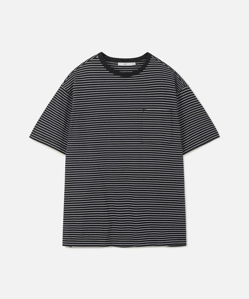 247Silijeu Usa Cotton 20-Count Striped T-Shirt Black