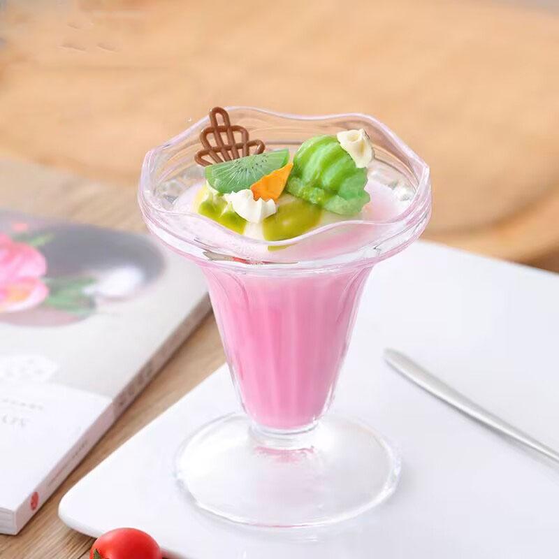 205ml/190ml Glass Water Cup Breakfast Juice Cold Drink Cup High Appearance Level Ice Cream Milk Tea Cup Ice Cream Cone Cup Glass