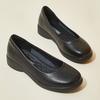 Shoes Black Round Head Low Heel Thick Sole Professional Shallow Mouth Leather Shoes Flat Sole Comfortable Single Shoes