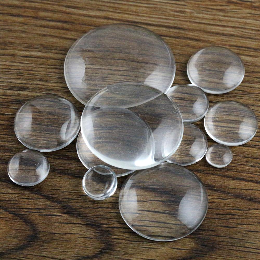 6mm 8mm 10mm 12mm 14mm 16mm 18mm 20mm 25mm 30mm 35mm Round Flat Back Clear Glass Cabochon, High Quality,Wholesale Promotion 40mm 2pcs