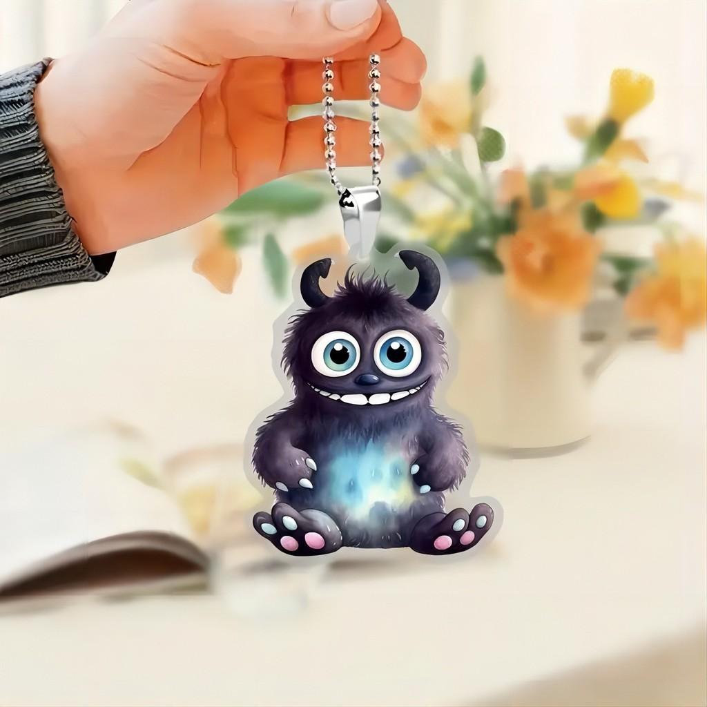Delightful Acrylic Monster Hanging Keychain Multifunctional Car Decoration Gift For Occasions Festive