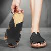 Fashion Men's Big Size Handmade Premium Leather Closed-Toe Sandals Summer Breathable Comfortable Flats Outdoor Daily Slippers Male Shoes