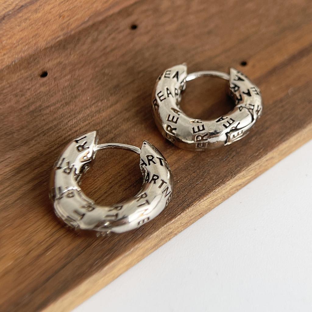 Xiaomi 925 Sterling Silver Vintage Earrings For Women Trendy Simple Retro Letters Earring Jewelry Prevent Allergy Party Accessories