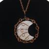 Handmade Winding Natural Crystal Agate Moon Pendant Necklace Couple Jewelry N589