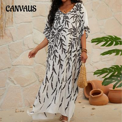 Plus Size Summer Women's Cover-Ups Bohemian Long Dress Seaside Holiday Beach Cover Up Swimwear Outer Shirt