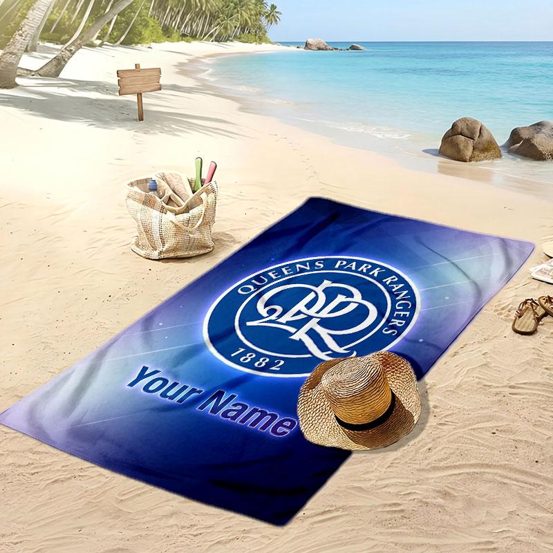 Queens Park Rangers FC Personalisiertes Bedrucktes Strandtuch Fußballlogo Unterstützung Benutzerdefinierter Name Text Saugfähiges Handtuch für Sport Reisen Besonderes Geschenk