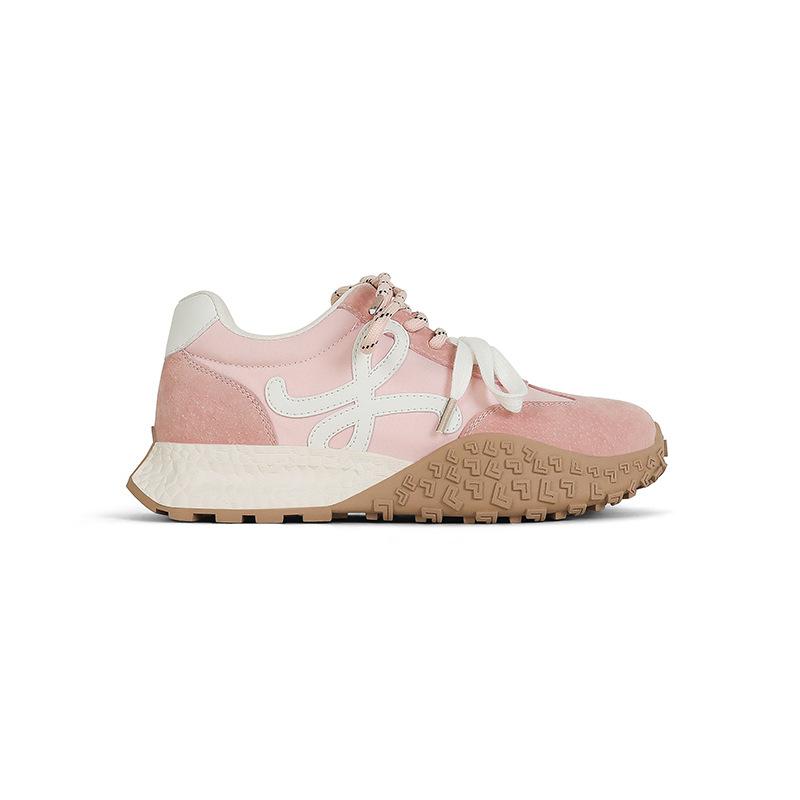 Pigskin version~ Korean niche dopamine mandarin duck belt inner height-increasing casual shoes women's 2025 breathable thick-soled German training sh